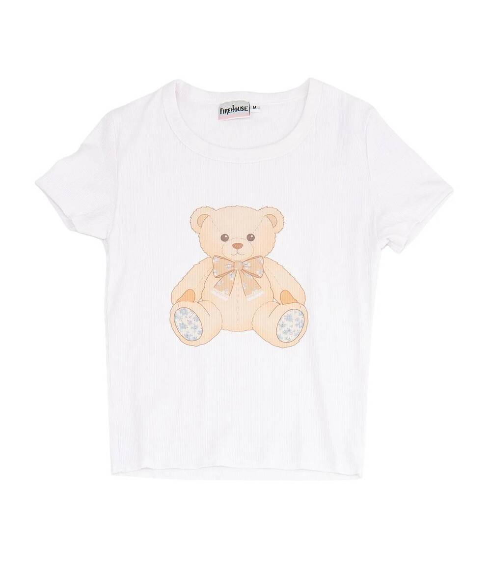 NEW FIREHOUSE girls teddy time rib tee in white